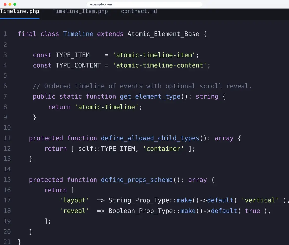 Code editor showing a WordPress development task