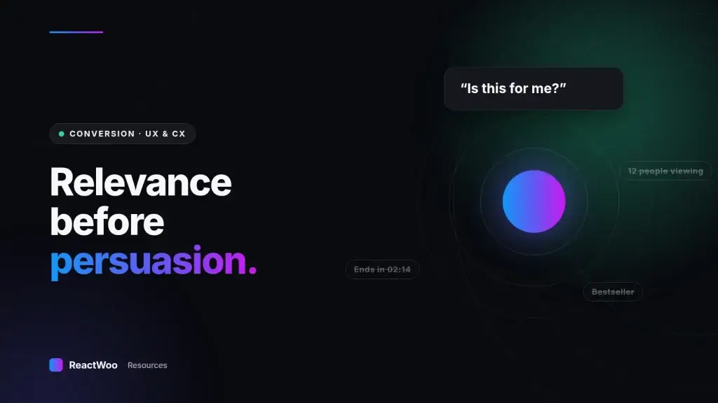 Relevance before persuasion. — Relevance before persuasion. Answer 'is this for me?' first.